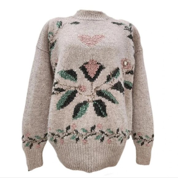 VINTAGE 90'S MICHELLE STUART Hand knit Wool Blend Sweater, US Women's L - Picture 2 of 9